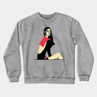 Tasteful Nice-Looking Girl - Girl with Long Hair Style Crewneck Sweatshirt